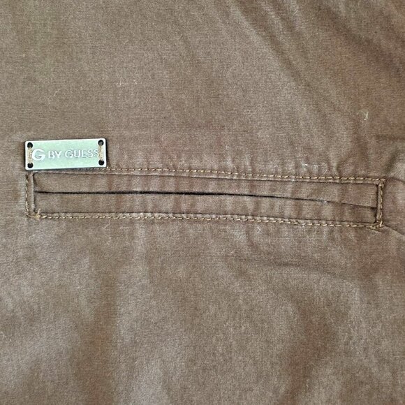 G by Guess Solid Brown Long Sleeve Button Up Dress Shirt Men's Size Large - Picture 6 of 8